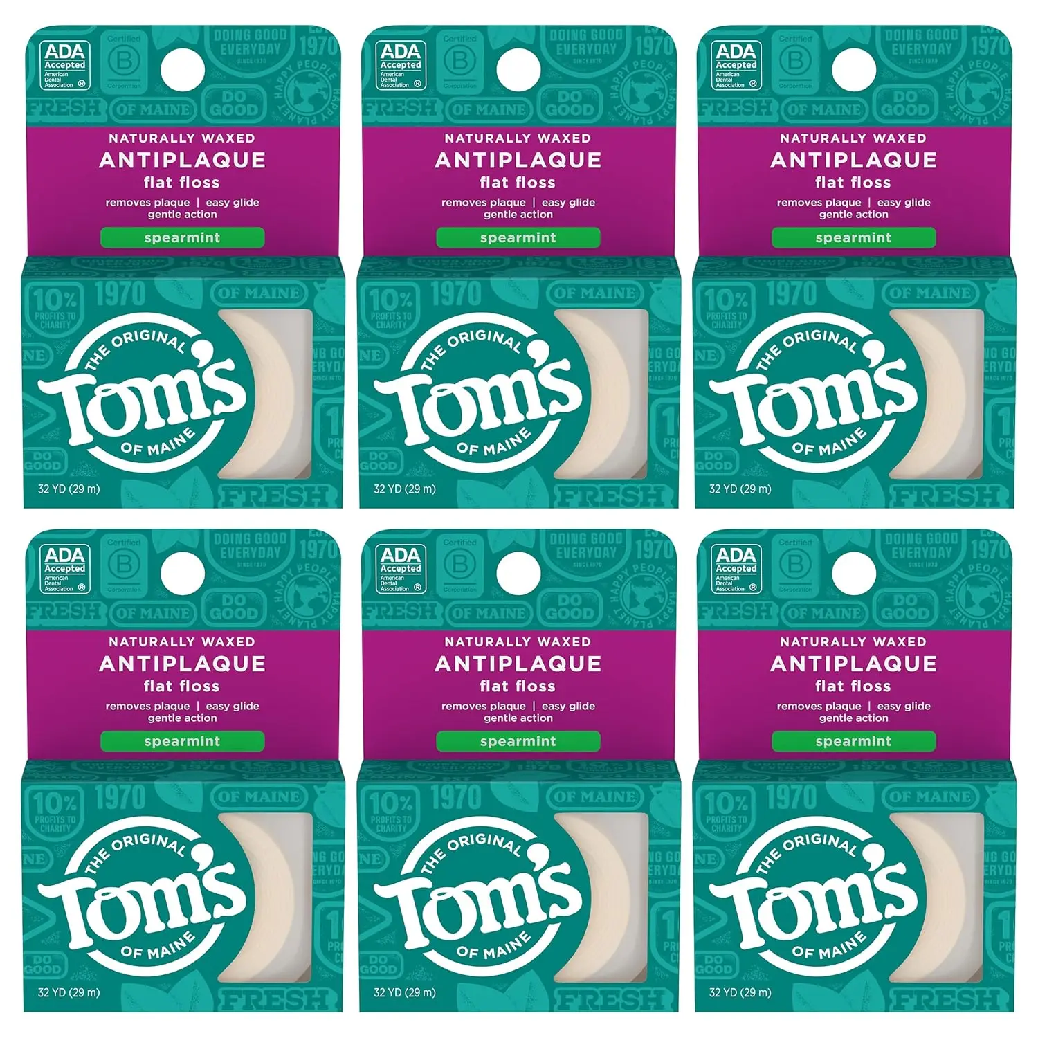 Natural Waxed Dental Floss, Spearmint, 32 Yards 6-Pack, Gentle on Gums
Natural Waxed Dental Floss, Spearmint, 32 Yards 6-Pack, Gentle on Gums