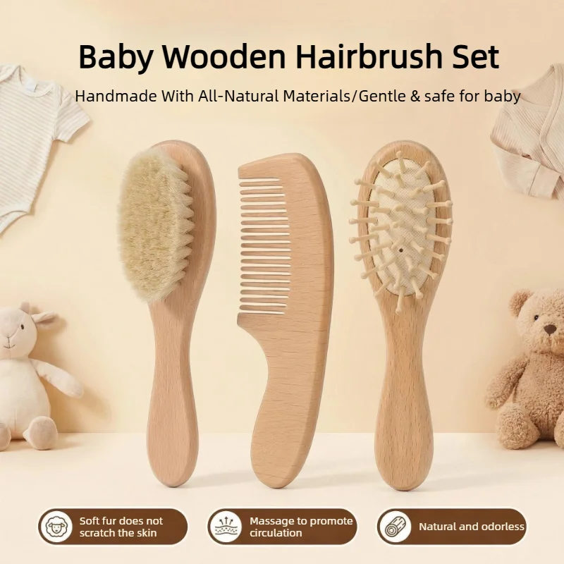 Baby Hair Brush Set Soft Goat Bristle Wooden Baby Brush and Comb Set Newborn Grooming Kit,Infant Essentials Care Kit Brush
Baby Hair Brush Set Soft Goat Bristle Wooden Baby Brush and Comb Set Newborn Grooming Kit,Infant Essentials Care Kit Brush