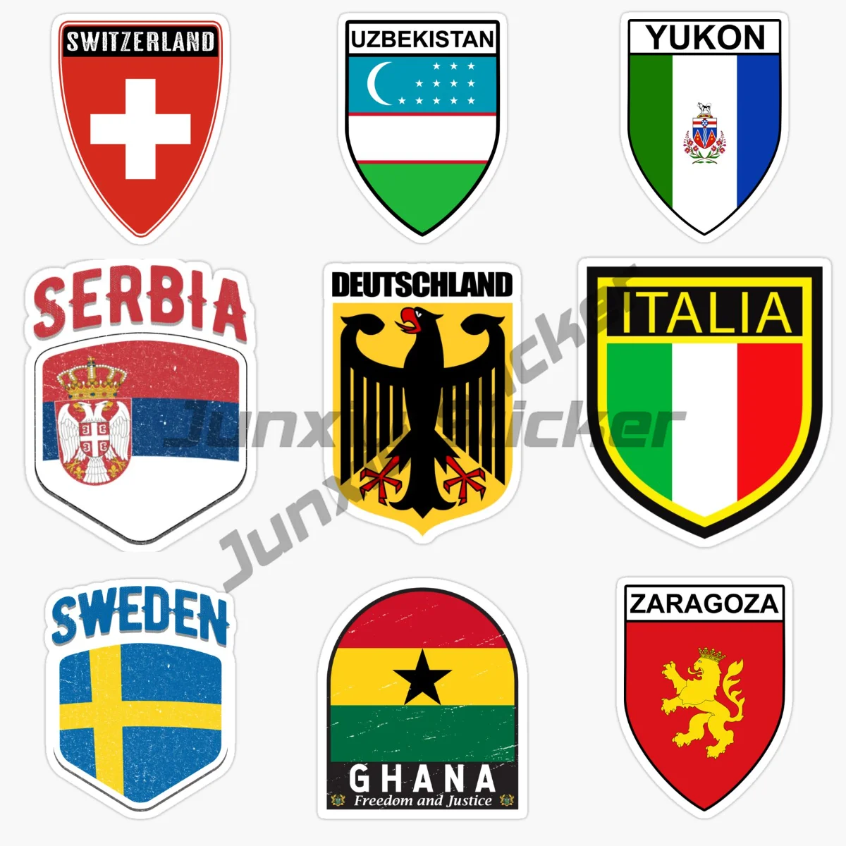 GHANA DEUTSCHLAND ITALIA SERBIA SWEDEN SWITZERLAND UZBEKISTAN YUKON ZARAGOZA Shield Flag Car Sticker Vinyl Self Adhesive Sticker
GHANA DEUTSCHLAND ITALIA SERBIA SWEDEN SWITZERLAND UZBEKISTAN YUKON ZARAGOZA Shield Flag Car Sticker Vinyl Self Adhesive Sticker