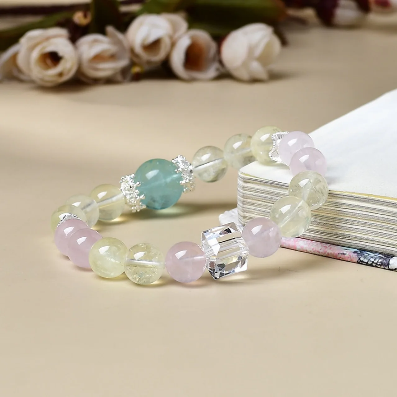 Natural Citrine Pink Crystal Green Fluorite Fashion Design Bracelet Ladies Light Luxury Lucky Bracelet, Gift
Natural Citrine Pink Crystal Green Fluorite Fashion Design Bracelet Ladies Light Luxury Lucky Bracelet, Gift