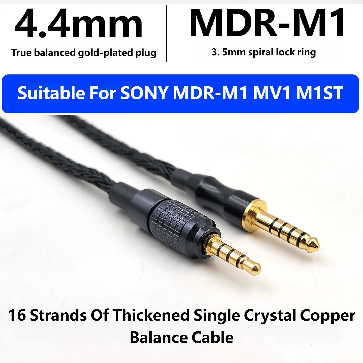 For SONY MDR-M1 MV1 M1ST 4-PIN XLR 4.4mm Balanced Cable, 16-Strand Braided OCC, Replaceable And Upgradeable
For SONY MDR-M1 MV1 M1ST 4-PIN XLR 4.4mm Balanced Cable, 16-Strand Braided OCC, Replaceable And Upgradeable