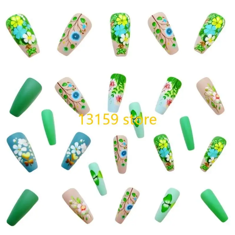 270A 24pcs Green Floral Coffin Press On Set Full Cover on Manicure Art Acrylic False for Parties
270A 24pcs Green Floral Coffin Press On Set Full Cover on Manicure Art Acrylic False for Parties