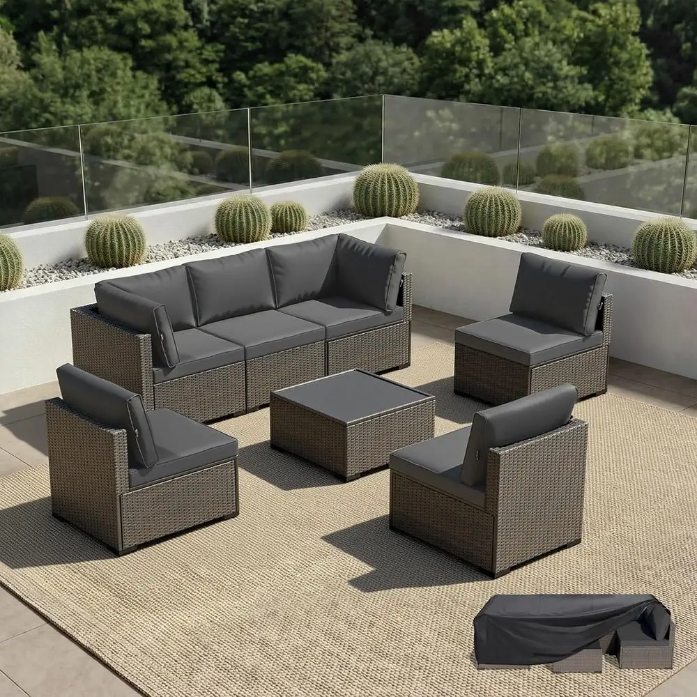 All-Weather 7-Piece Outdoor Wicker Rattan Patio Sectional Set for Garden, Poolside, and Balcony in Brown/Gray
All-Weather 7-Piece Outdoor Wicker Rattan Patio Sectional Set for Garden, Poolside, and Balcony in Brown/Gray