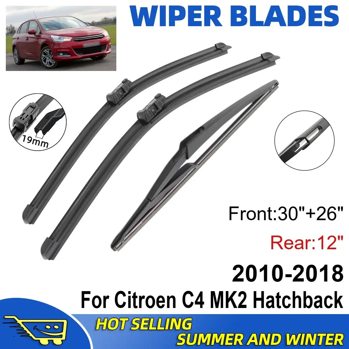 3PCS For Citroen C4 MK2 Hatchback 2010-2018 30" + 26"+ 12" Front Rear Wiper Blades Windshield Windscreen Window Accessories
3PCS For Citroen C4 MK2 Hatchback 2010-2018 30" + 26"+ 12" Front Rear Wiper Blades Windshield Windscreen Window Accessories