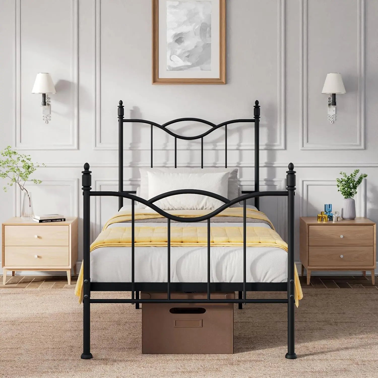 Bed Frame with Headboard,Tall Metal Platform Bed Frame Mattress Foundation with Footboard, Under, Customized
Bed Frame with Headboard,Tall Metal Platform Bed Frame Mattress Foundation with Footboard, Under, Customized