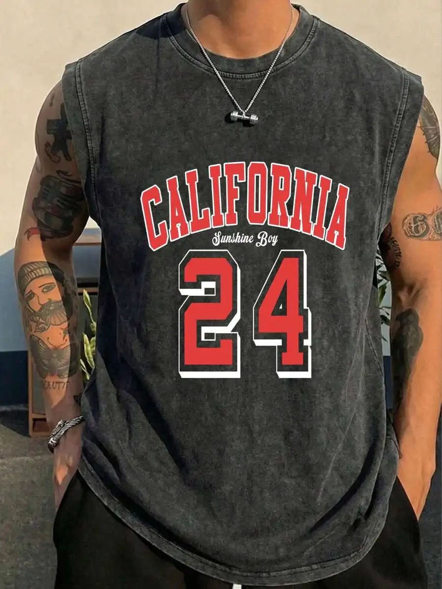 Мужская майка с круглым вырезом, эффектом потертости и ярким графическим принтом
Мужская майка с круглым вырезом, эффектом потертости и ярким графическим принтом