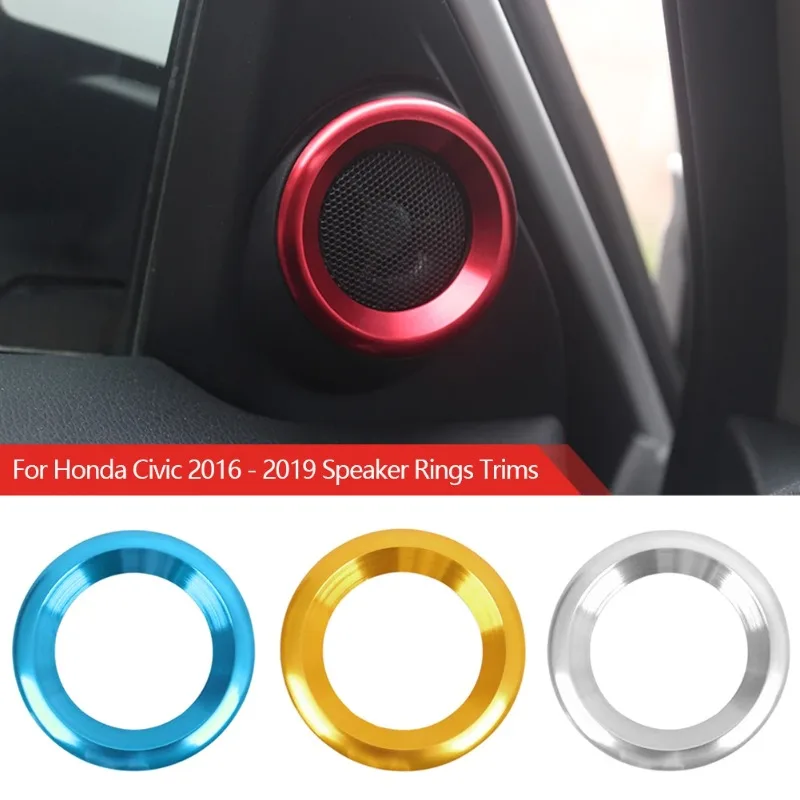 2PC Car Decor Circle Trims Loudspeaker Anodized Aluminum Car Door Audio Speaker Rings Trims for Honda Civic 2016 2017 2018 2019
2PC Car Decor Circle Trims Loudspeaker Anodized Aluminum Car Door Audio Speaker Rings Trims for Honda Civic 2016 2017 2018 2019