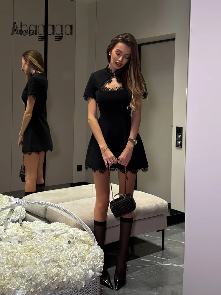 Sexy Hollow Out Mini Dress Women Summer Black Slim Turtleneck Party Dress Lace Streetwear Lady Party Club A-line Dresses
Sexy Hollow Out Mini Dress Women Summer Black Slim Turtleneck Party Dress Lace Streetwear Lady Party Club A-line Dresses