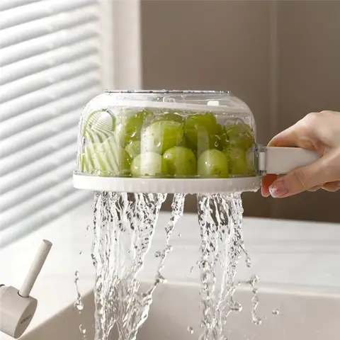 FAST-Multifunctional Folding Drain Basket,Fruit & Vegetable Washing Bowl, Plastic Colander With Water-Filtering Basin
