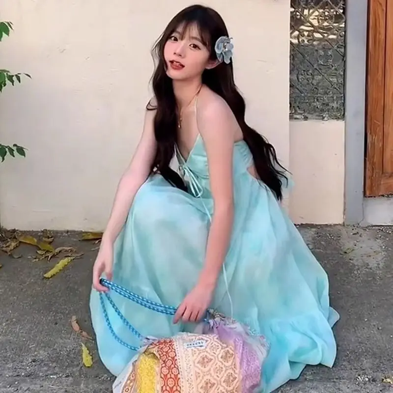 Mint Wave Beach Vacation Atmosphere Beach Skirt Design Hanging Neck Dress Fairy Atmosphere Wide Skirt Women's Dress City Walk
Mint Wave Beach Vacation Atmosphere Beach Skirt Design Hanging Neck Dress Fairy Atmosphere Wide Skirt Women's Dress City Walk