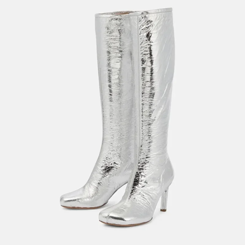 Silver Gold High Heel Square Head Knee Long Boots 2023 Winter New Vintage Versatile Women's Short Boots Size 34-44 Woman Shoes
Silver Gold High Heel Square Head Knee Long Boots 2023 Winter New Vintage Versatile Women's Short Boots Size 34-44 Woman Shoes