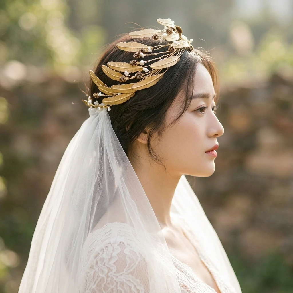 Golden Baroque Vintage Crown Headband for Wedding Bridal Elegant Adjustable Tiara with Leave and Pinecone
Golden Baroque Vintage Crown Headband for Wedding Bridal Elegant Adjustable Tiara with Leave and Pinecone