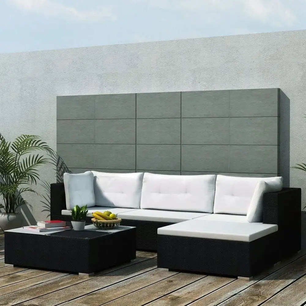 5-Piece Outdoor Patio Lounge Set with Cushions, Black Rattan, Perfect for Balcony and Garden Seating
5-Piece Outdoor Patio Lounge Set with Cushions, Black Rattan, Perfect for Balcony and Garden Seating