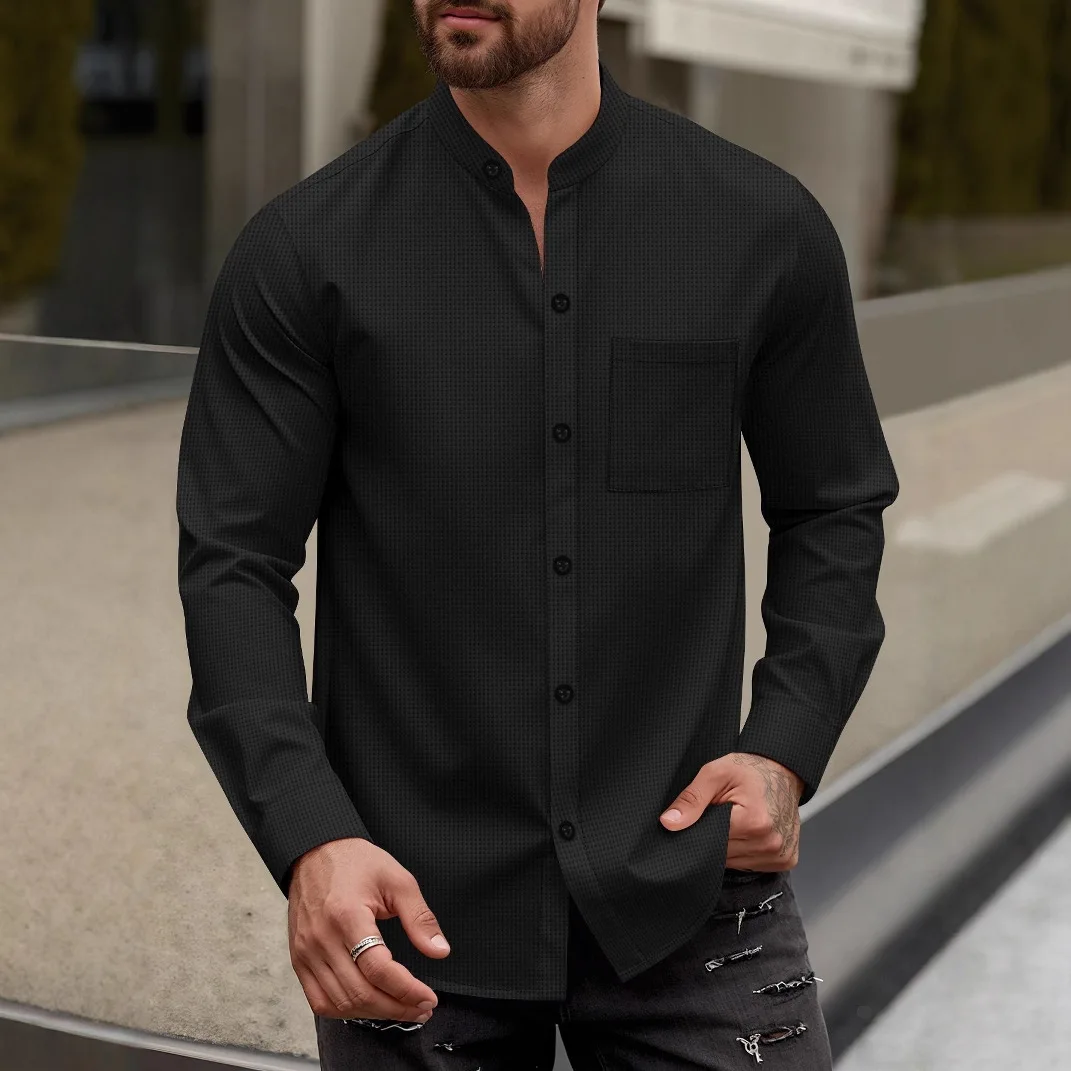 Men's New Waffle Knit Solid Color Button Down Stand Collar Long Sleeve Shirt Casual Soft Comfortable Lightweight Daily Wear Tops
Men's New Waffle Knit Solid Color Button Down Stand Collar Long Sleeve Shirt Casual Soft Comfortable Lightweight Daily Wear Tops