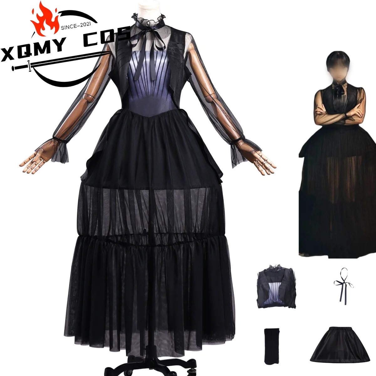 XQMovie Season 2 Wednesday Cosplay Costume Black Gothic Gala Gown Dress Medieval Medieval Vintage Skirt Woman Sexy Carnival Suit
XQMovie Season 2 Wednesday Cosplay Costume Black Gothic Gala Gown Dress Medieval Medieval Vintage Skirt Woman Sexy Carnival Suit
