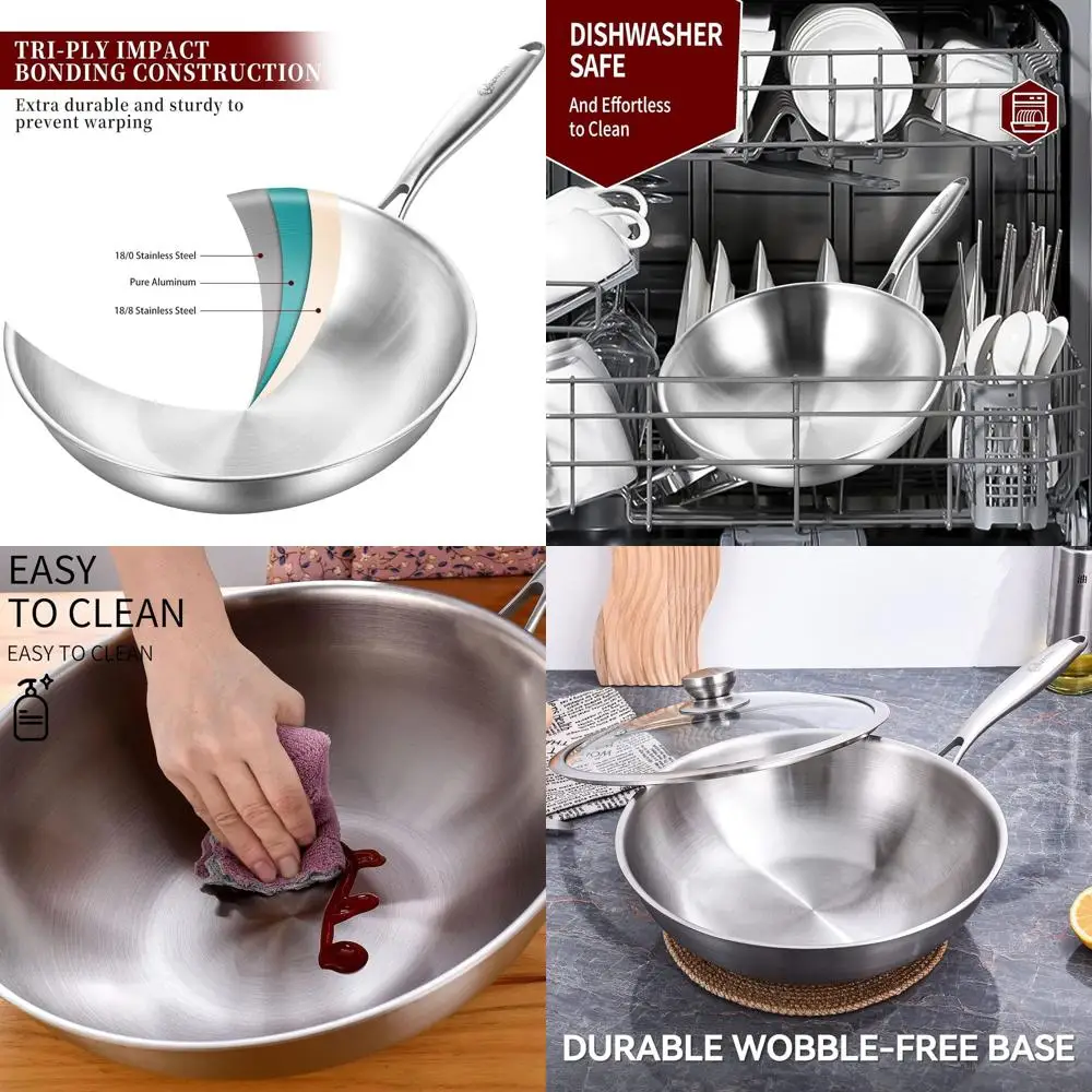 Трехслойная сковорода-вок из нержавеющей стали 13 дюймов с крышкой, для жарки, индукционная, для посудомоечной машины и духовки, сверхпрочная, со съемной ручкой
Трехслойная сковорода-вок из нержавеющей стали 13 дюймов с крышкой, для жарки, индукционная, для посудомоечной машины и духовки, сверхпрочная, со съемной ручкой