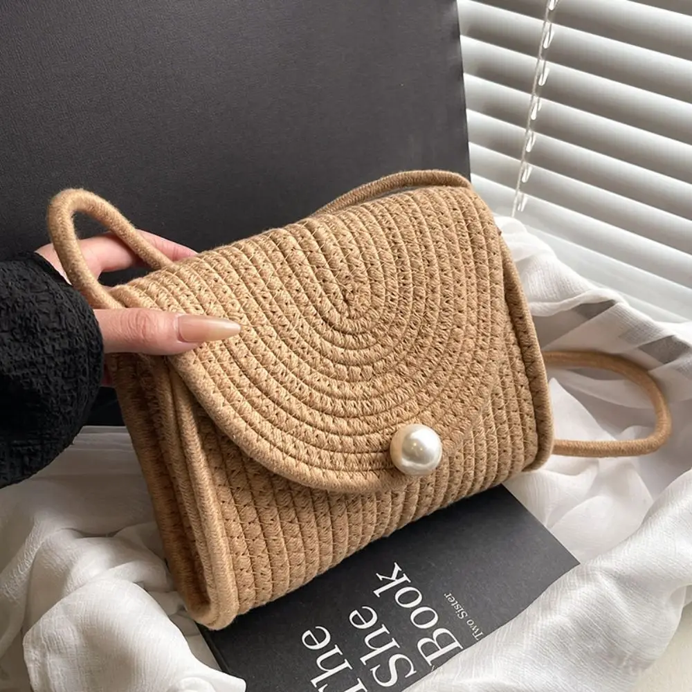 Simple Hollow Weave Straw Bag Beach Handbag Cotton Rope Beach Bag Large Capacity Bohemian Style Raffia Shoulder Bag Summer 
Simple Hollow Weave Straw Bag Beach Handbag Cotton Rope Beach Bag Large Capacity Bohemian Style Raffia Shoulder Bag Summer