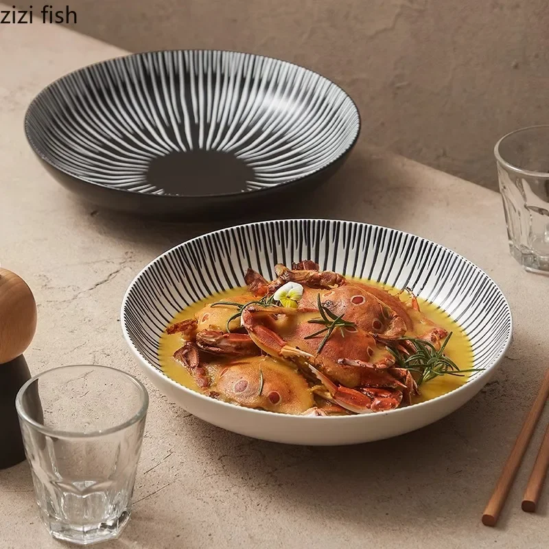 Irregular Striped Ceramic Salad Plate Creative Deep Plate Thick Soup Plate Dessert Plates Restaurant Underglaze Color Tableware
Irregular Striped Ceramic Salad Plate Creative Deep Plate Thick Soup Plate Dessert Plates Restaurant Underglaze Color Tableware
