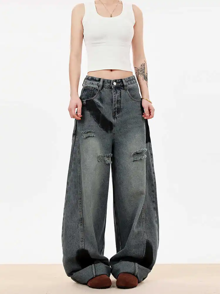 Y2K Style Blue Jeans Printing Women Hip Hop Vintage High Waisted Jeans Straight Casual Loose Large Size Wide Leg Denim Pants
Y2K Style Blue Jeans Printing Women Hip Hop Vintage High Waisted Jeans Straight Casual Loose Large Size Wide Leg Denim Pants