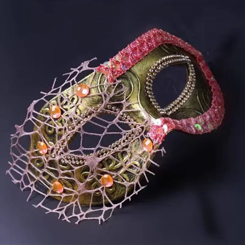 Retro Golden Half Face Mask with Pink Lace Rhinestones Masquerade Halloween Carnival Cosplay Party Nightclub Costume Accessory
Retro Golden Half Face Mask with Pink Lace Rhinestones Masquerade Halloween Carnival Cosplay Party Nightclub Costume Accessory