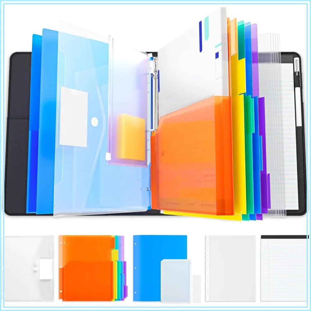 Magnetic 3-Ring Binder Clipboard with Storage, 5 Expandable Folders, Refillable Lined Notepad, 12.4"x10.2", Ideal for School Office
Magnetic 3-Ring Binder Clipboard with Storage, 5 Expandable Folders, Refillable Lined Notepad, 12.4"x10.2", Ideal for School Office