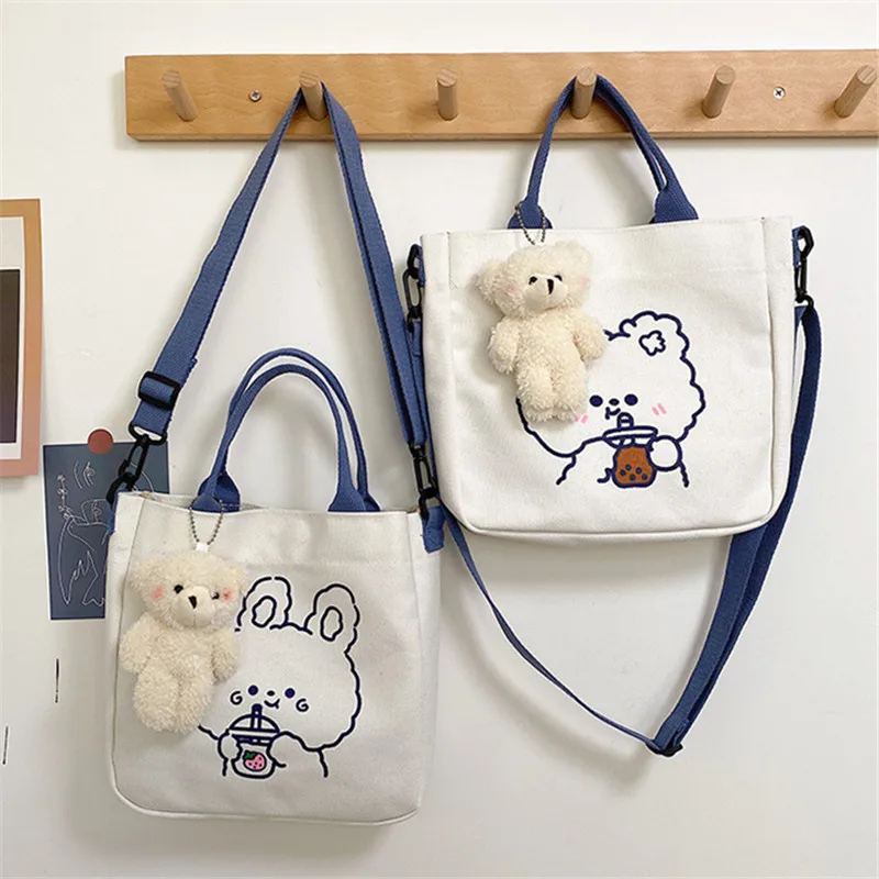 New Canvas Handbag Shoulder Bag Cute Bear Rabbit Cartoon Shopping Bag Fashion Female Student Girl Crossbody Bags Purse For Women
New Canvas Handbag Shoulder Bag Cute Bear Rabbit Cartoon Shopping Bag Fashion Female Student Girl Crossbody Bags Purse For Women