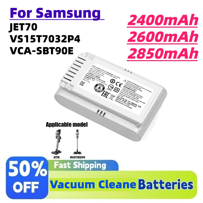 21.6V 2400-2850mAh Vacuum Cleaner Rechargeable Lithium Battery for Samsung JET70 VS15T7032P4 VCA-SBT90E Spare Batteries
21.6V 2400-2850mAh Vacuum Cleaner Rechargeable Lithium Battery for Samsung JET70 VS15T7032P4 VCA-SBT90E Spare Batteries