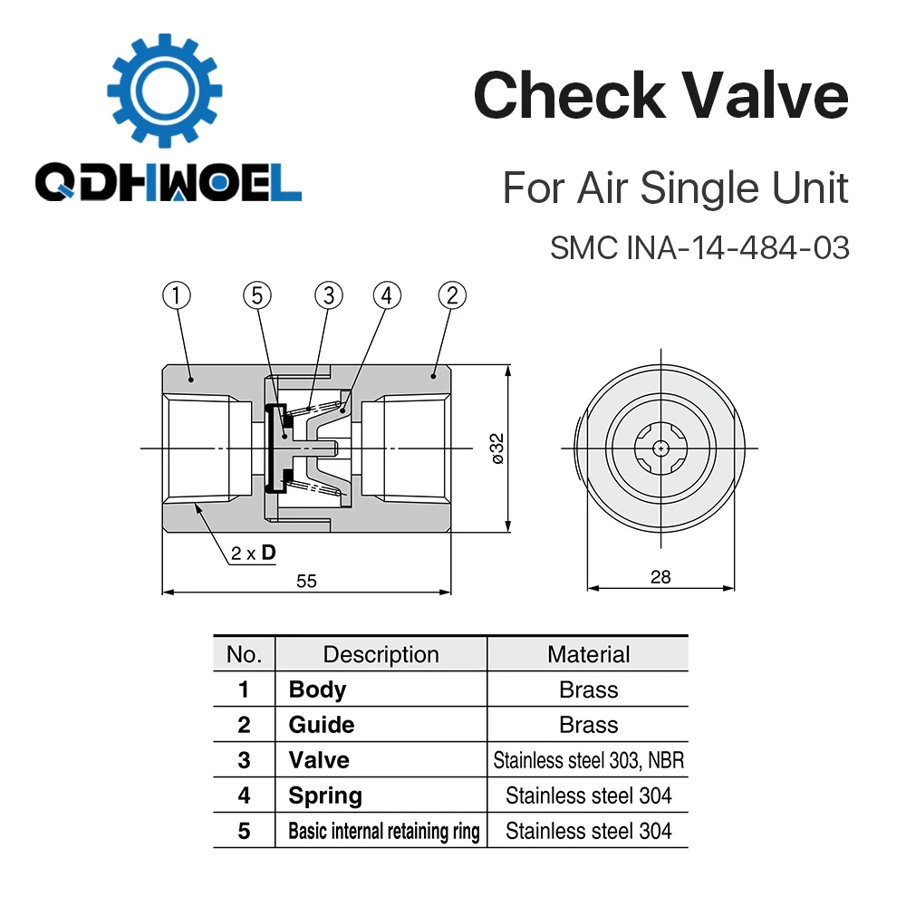 SMC INA-14-484-03 Brass Check Valve 1.5MPa for Laser Cutter Air System
SMC INA-14-484-03 Brass Check Valve 1.5MPa for Laser Cutter Air System
