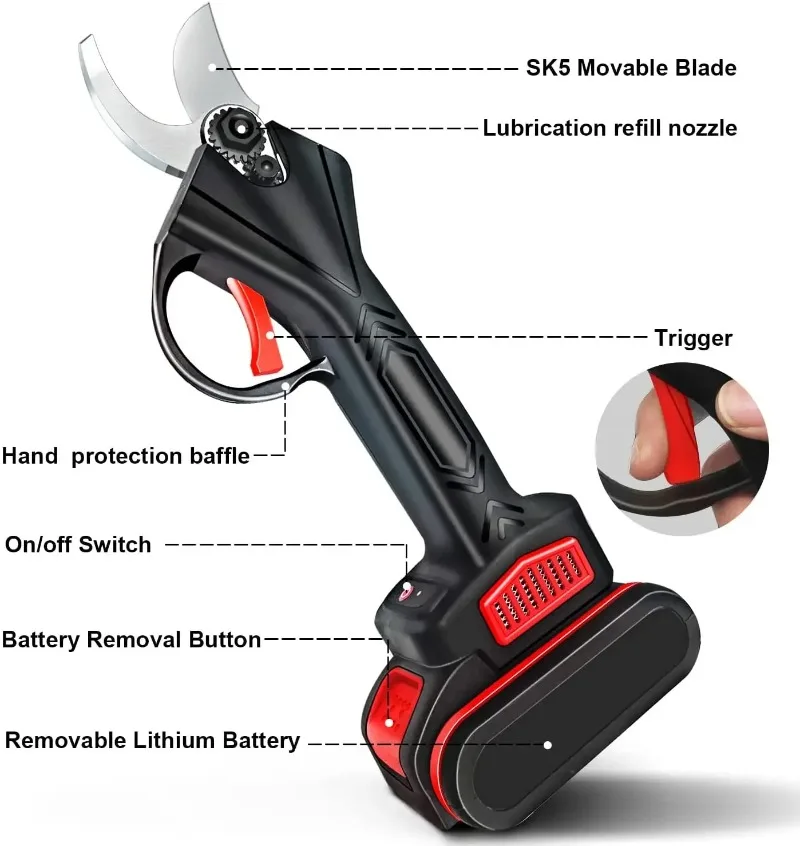 【Hot Item】Cordless Electric Pruning Shears 30mm 1500W Electric Pruner Garden Scissors Tool Rechargeable Battery Pruning Shears G
【Hot Item】Cordless Electric Pruning Shears 30mm 1500W Electric Pruner Garden Scissors Tool Rechargeable Battery Pruning Shears G