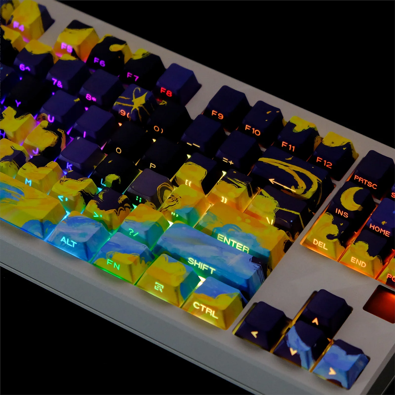 Side engraved light-transmitting keycaps are engraved with original factory height-adapted mechanical keyboard keycaps 66/75/980
Side engraved light-transmitting keycaps are engraved with original factory height-adapted mechanical keyboard keycaps 66/75/980