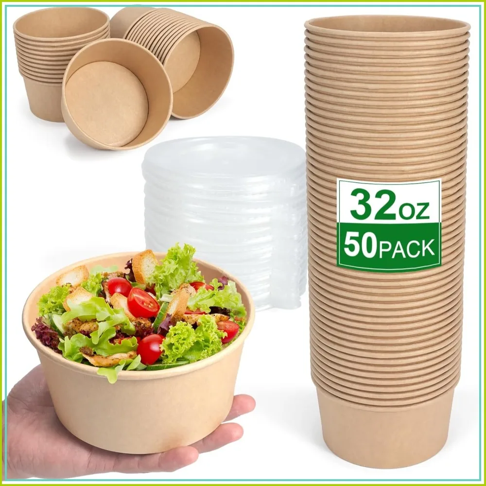 50 Pcs 32 oz Disposable Meal Prep Containers with Lids, Paper Bowls for Hot/Cold Soup & Salad
50 Pcs 32 oz Disposable Meal Prep Containers with Lids, Paper Bowls for Hot/Cold Soup & Salad
