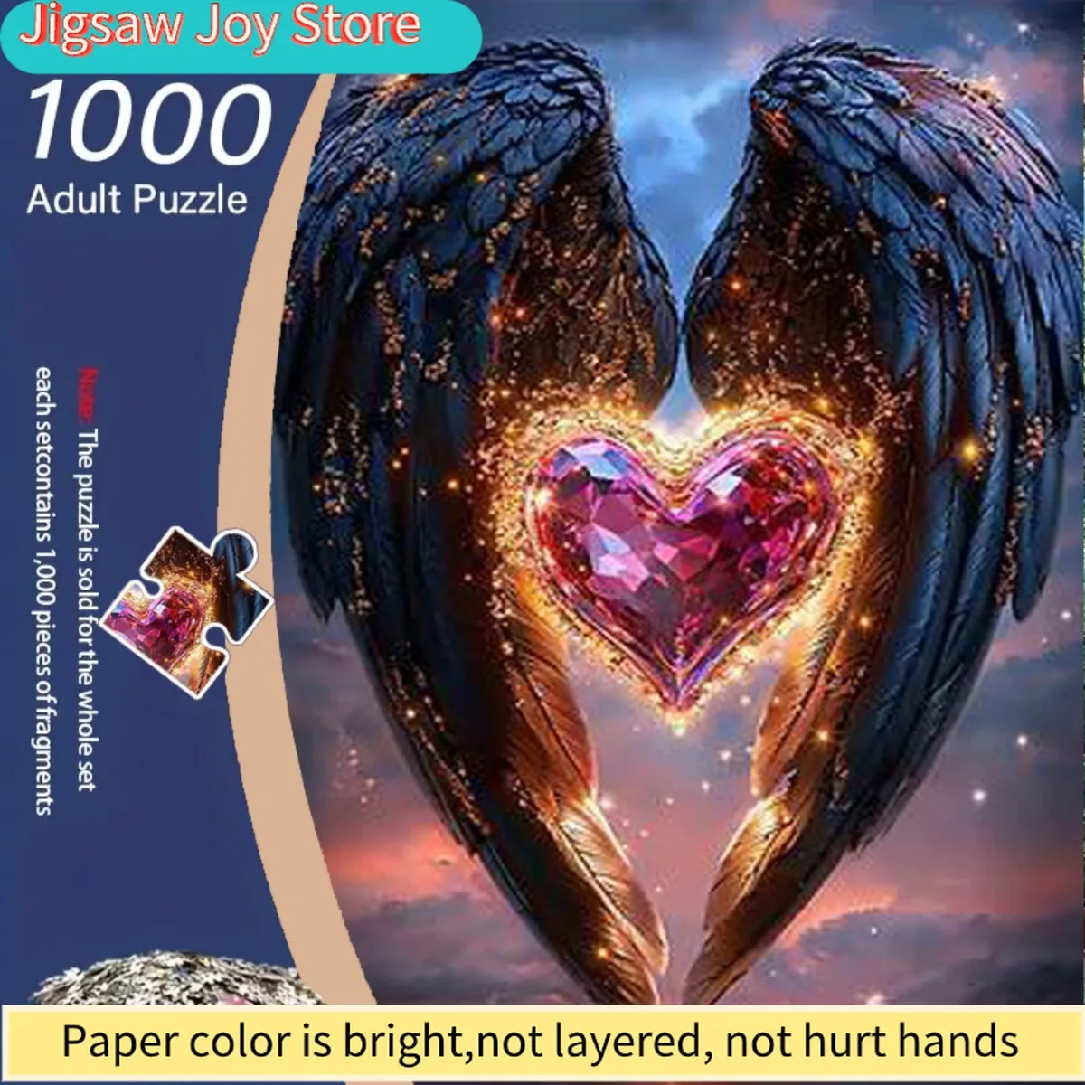 A 1000pcs Jigsaw Puzzle for Adults Featuring Black Wings Encircling a Luminous Red Heart-Shaped Gem, Set Against a Backdrop of
A 1000pcs Jigsaw Puzzle for Adults Featuring Black Wings Encircling a Luminous Red Heart-Shaped Gem, Set Against a Backdrop of