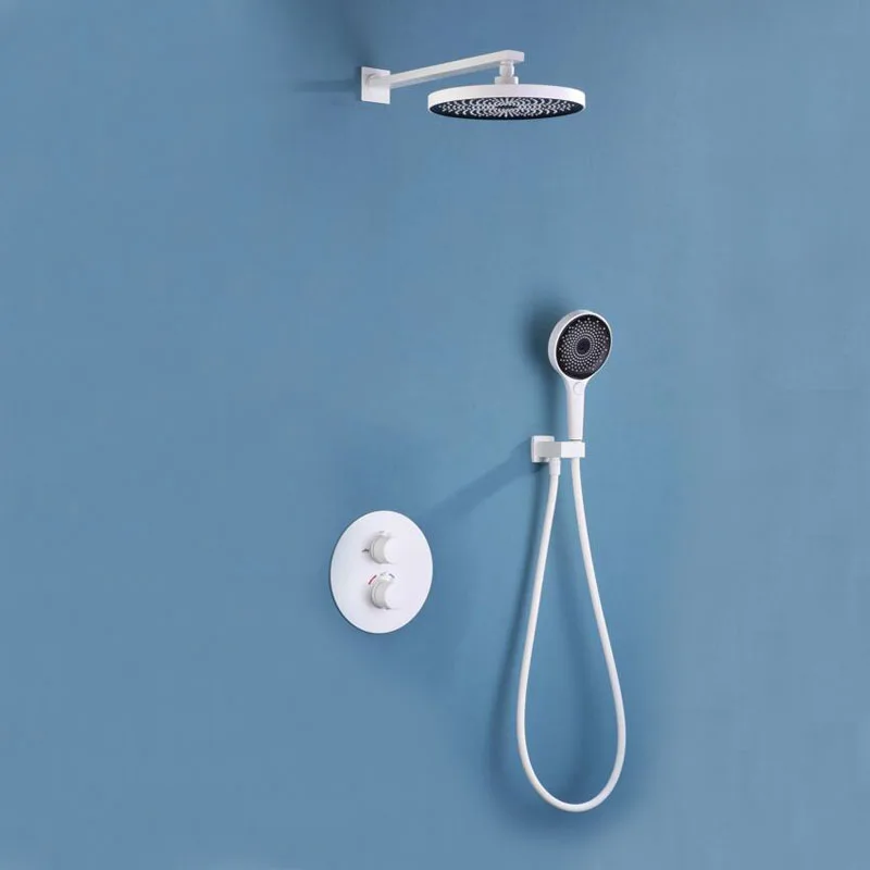 white color Rain Shower Head Bathroom Brass whiteThermostatic Bath Shower Set Wall Mounted faucet shower set IS609
white color Rain Shower Head Bathroom Brass whiteThermostatic Bath Shower Set Wall Mounted faucet shower set IS609