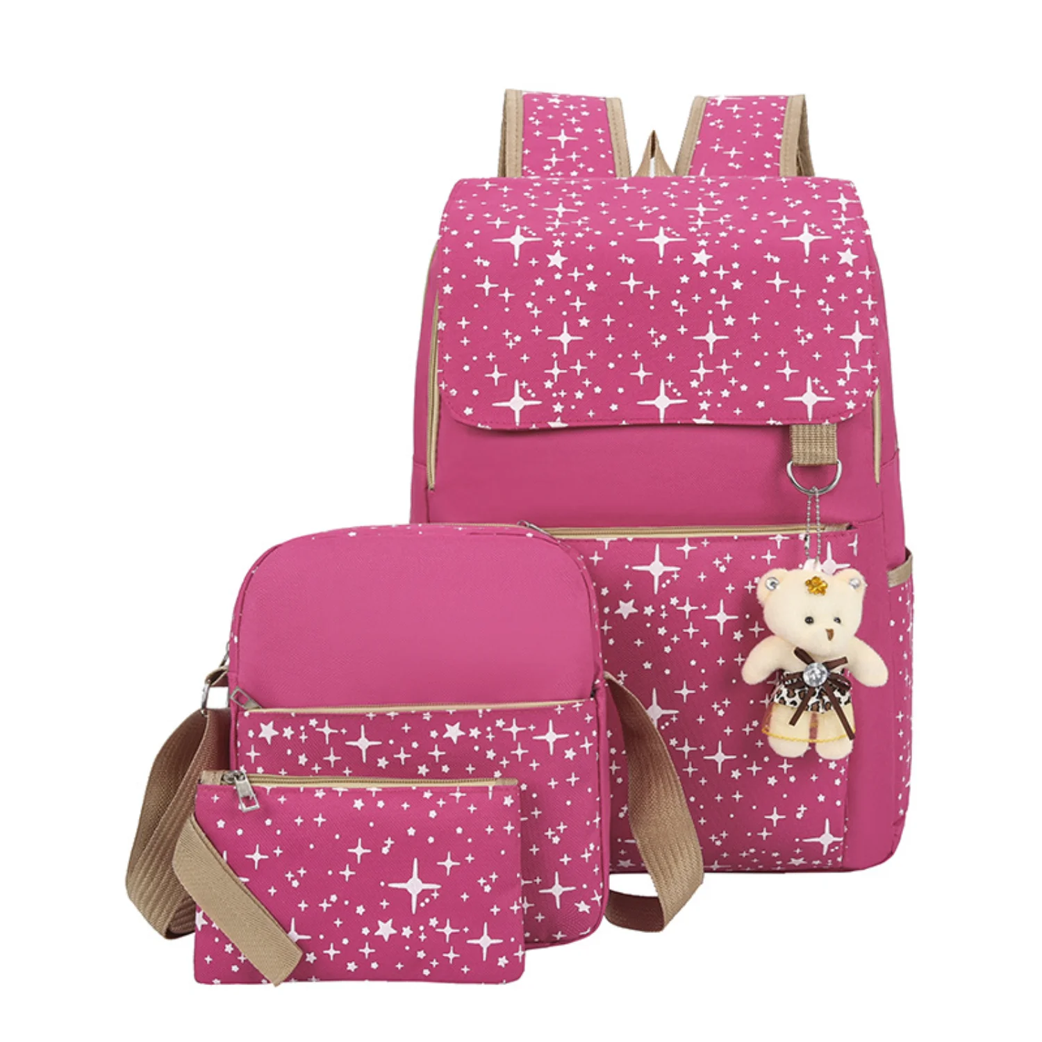 Star Pattern Backpack Set, Preppy School Bag with Shoulder Bag & Purse, Women's Trendy Bags with Pendant
Star Pattern Backpack Set, Preppy School Bag with Shoulder Bag & Purse, Women's Trendy Bags with Pendant