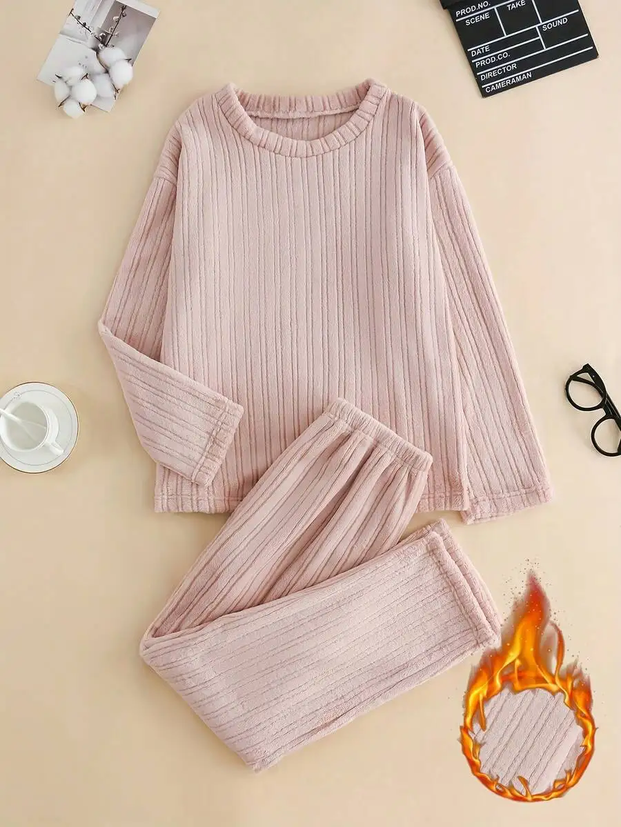 Womens Ribbed Solid Color Warm Pajama Set Winter Sleepwear
Womens Ribbed Solid Color Warm Pajama Set Winter Sleepwear
