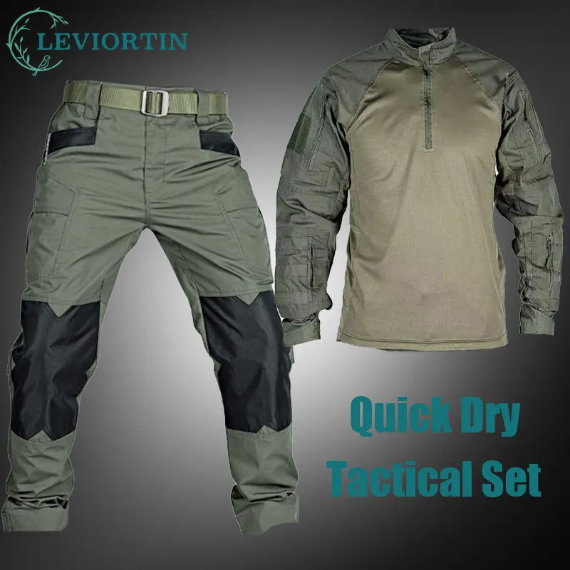 Outdoor Military Tactical Suit for Men Long Sleeve Quick Dry Tee & Durable Trousers, Loose Training Outfit for Spring & Autumn
Outdoor Military Tactical Suit for Men Long Sleeve Quick Dry Tee & Durable Trousers, Loose Training Outfit for Spring & Autumn