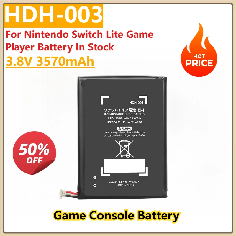 New Replacement Battery HDH-003 3.8V 3570mAh For Nintendo Switch Lite Game Player Battery In Stock
New Replacement Battery HDH-003 3.8V 3570mAh For Nintendo Switch Lite Game Player Battery In Stock