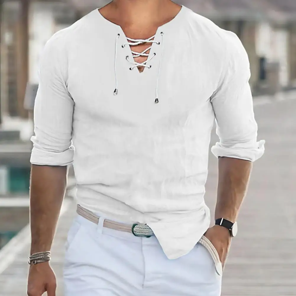 Men's Spring And Autumn Shirt With V-neck Solid Color Long-sleeved Slim Retro Pullover Casual Daily Top
Men's Spring And Autumn Shirt With V-neck Solid Color Long-sleeved Slim Retro Pullover Casual Daily Top