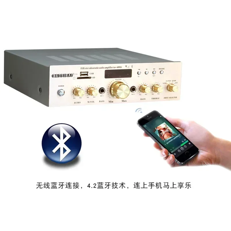 120w*2 2-channel Power Amplifier Karaoke Bluetooth 4.2 Usb Player FM Bass and Treble Adjustment HIFI Subwoofer Amplifier Audio
120w*2 2-channel Power Amplifier Karaoke Bluetooth 4.2 Usb Player FM Bass and Treble Adjustment HIFI Subwoofer Amplifier Audio