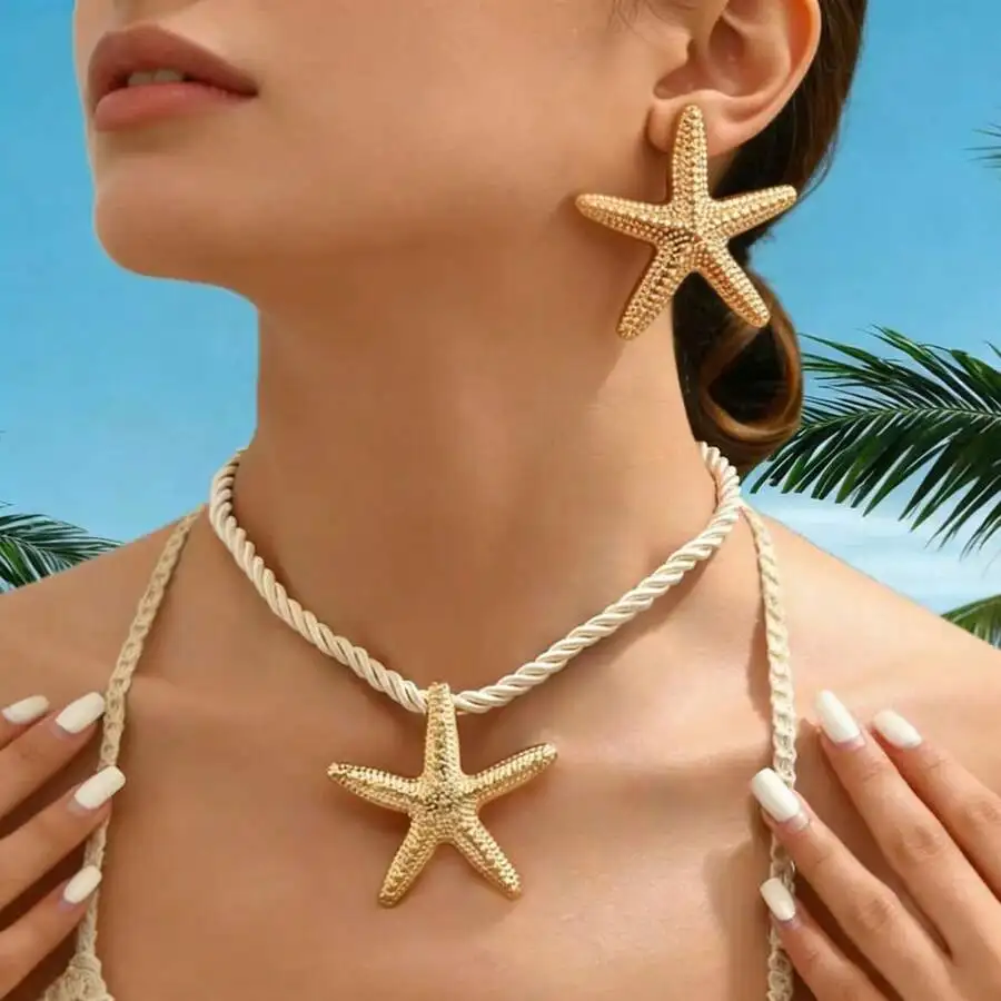 3pcs Starfish Pendant Necklace Set Rope Chain Asymmetrical Geometric Jewelry For Women
3pcs Starfish Pendant Necklace Set Rope Chain Asymmetrical Geometric Jewelry For Women