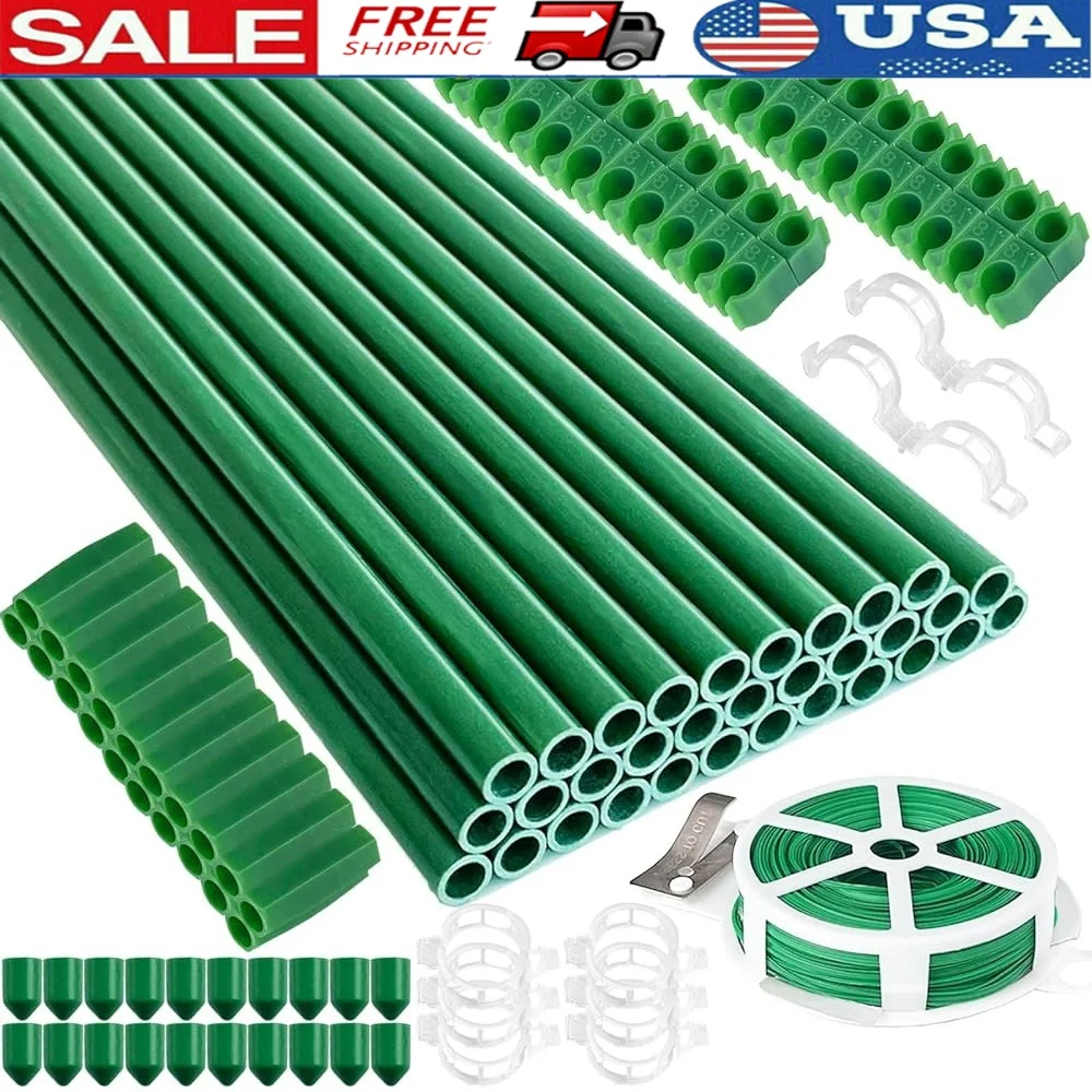 143 Pcs Garden Stakes Set Fiberglass Plant Support Stakes Clips Connectors Rubber Caps Climbing Plants Tomatoes Vegetables
143 Pcs Garden Stakes Set Fiberglass Plant Support Stakes Clips Connectors Rubber Caps Climbing Plants Tomatoes Vegetables