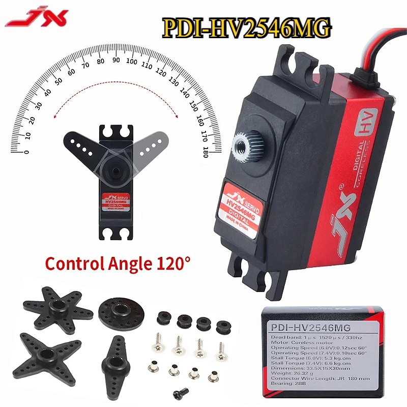 JX PDI-HV2546MG 25g 6.6kg.cm@7.4V Metal Gear High Voltage Digital Coreless Tail Servo for 450 500 Helicopter Fixed Wing Airplane
JX PDI-HV2546MG 25g 6.6kg.cm@7.4V Metal Gear High Voltage Digital Coreless Tail Servo for 450 500 Helicopter Fixed Wing Airplane