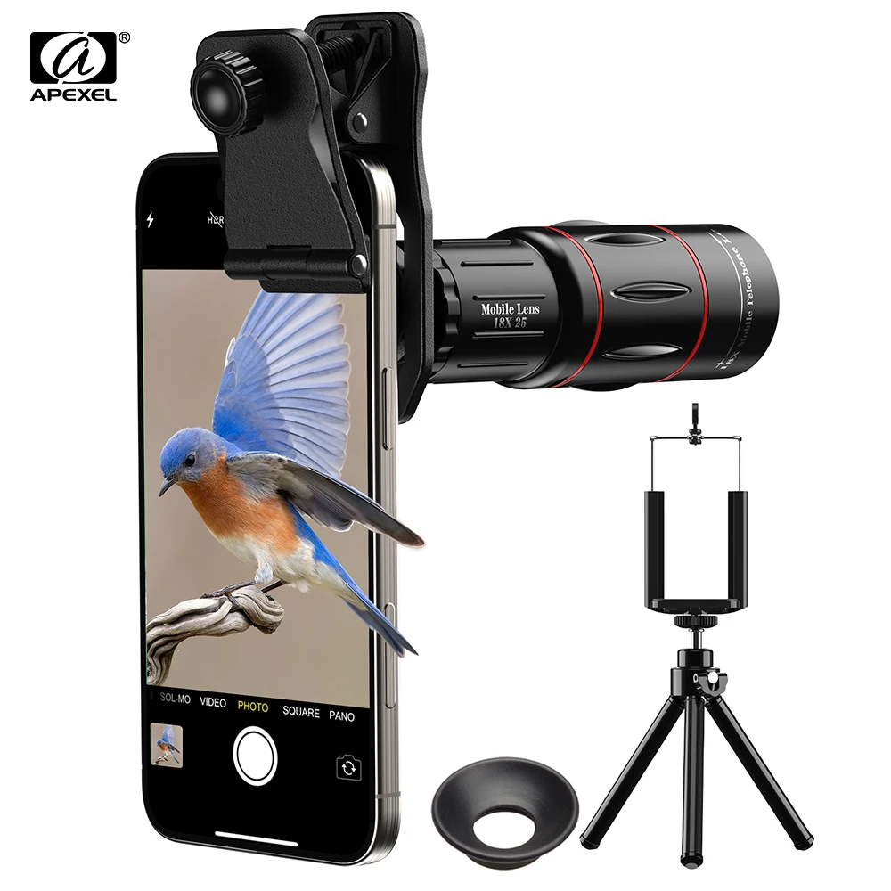 APEXEL Universal 18x25 Phone Camera Telephoto Lens HD Optical Observing 18X Monocular Telescope Lens with Tripod for Smartphone
APEXEL Universal 18x25 Phone Camera Telephoto Lens HD Optical Observing 18X Monocular Telescope Lens with Tripod for Smartphone
