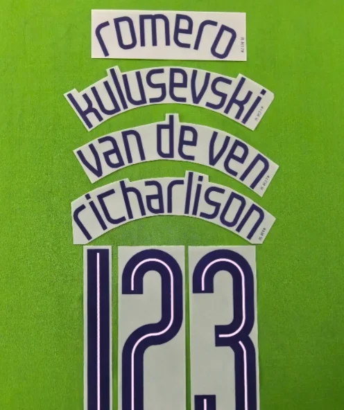 Printed Letter Set (Heat Transfer) for Tottenham Hotspur Jersey in the 23 - 24 - 25 Season
Printed Letter Set (Heat Transfer) for Tottenham Hotspur Jersey in the 23 - 24 - 25 Season
