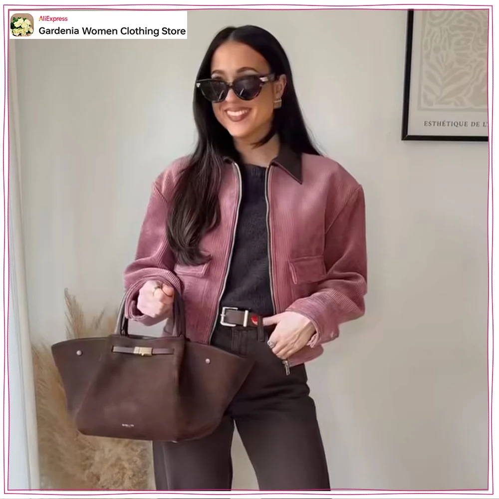 Elegant Chic Women‘s Corduroy Jackets with Faux Leather Collar New in Spring Zippered Jacket with Patch Pockets Fashion Outwears
Elegant Chic Women‘s Corduroy Jackets with Faux Leather Collar New in Spring Zippered Jacket with Patch Pockets Fashion Outwears