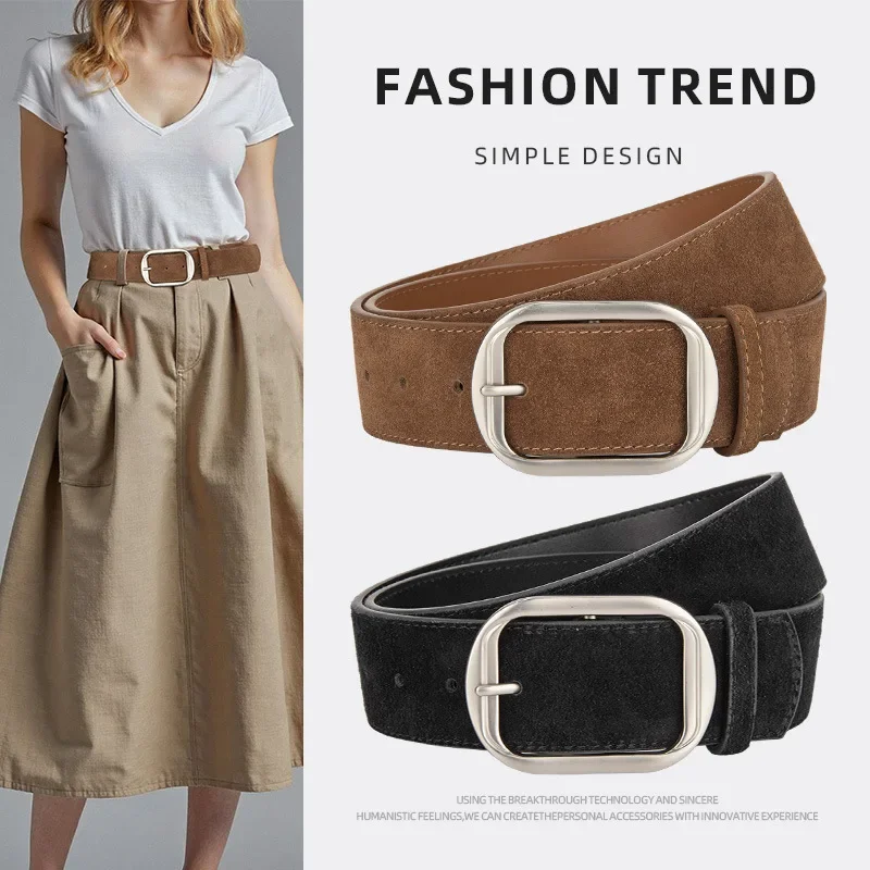 New Maillard Style Genuine Leather Women's Belts Frosted Suede Versatile Dress Decorative Fashion Retro Design Belt for Women
New Maillard Style Genuine Leather Women's Belts Frosted Suede Versatile Dress Decorative Fashion Retro Design Belt for Women