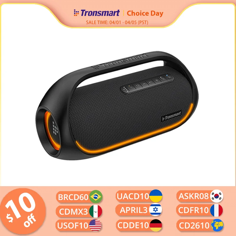 Tronsmart Bang Speaker 60W Bluetooth Speaker with Lossless Hi-Res Audio, Heavy Bass, App Control, Portable Handle, for Party
Tronsmart Bang Speaker 60W Bluetooth Speaker with Lossless Hi-Res Audio, Heavy Bass, App Control, Portable Handle, for Party