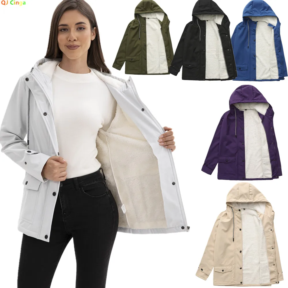 Women's Off-White Hooded Trench Coat for Winter, Purple Fleece-Lined Hooded Jacket,European Size Army Green Waterproof Overcoat.
Women's Off-White Hooded Trench Coat for Winter, Purple Fleece-Lined Hooded Jacket,European Size Army Green Waterproof Overcoat.