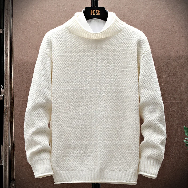 Мужской повседневный свитер с полуводолазкой Белый текстурированный пуловер, теплая и мягкая трикотажная ткань Легко сочетается осенью и зимой
Мужской повседневный свитер с полуводолазкой Белый текстурированный пуловер, теплая и мягкая трикотажная ткань Легко сочетается осенью и зимой