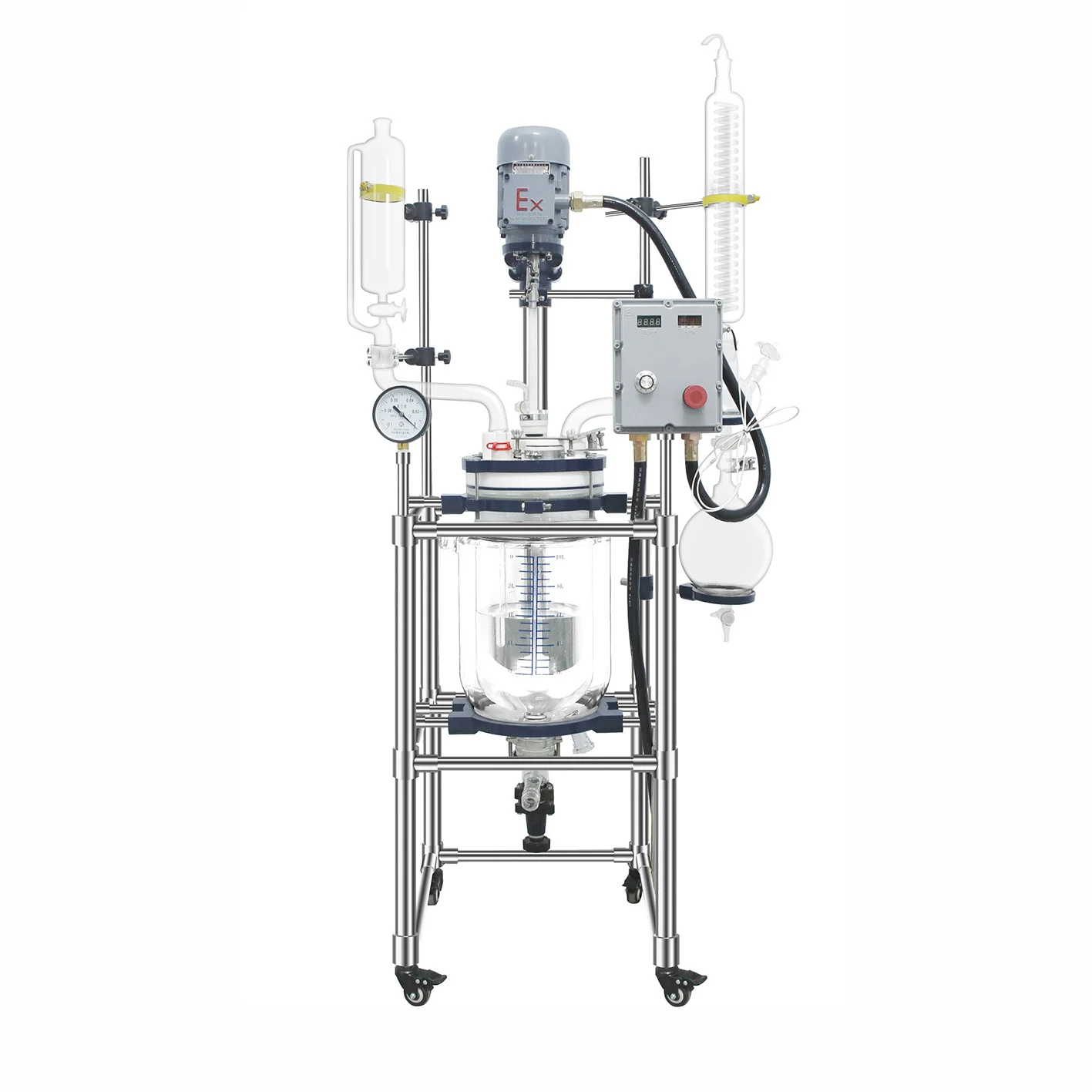 Manufacture Price 10L 50L 100L Lab Industrial Glass Jacketed Filter Reactor Volume Glass Reactor PTFE Agitated
Manufacture Price 10L 50L 100L Lab Industrial Glass Jacketed Filter Reactor Volume Glass Reactor PTFE Agitated